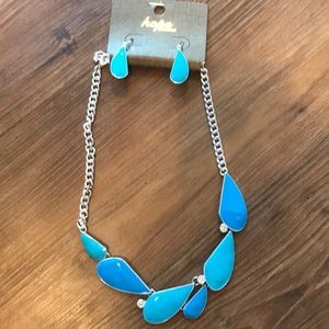 Blue and turquoise matching necklace and earrings